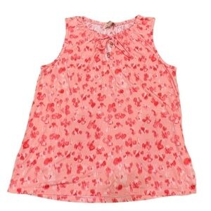 Michael Kors Pink Printed Tie Neck Top, Size Large